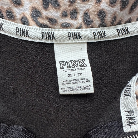 Victoria's Secret PINK | Black & Cheetah Quarter Zip Pullover | Size Extra Small - Picture 6 of 9